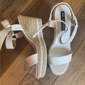Karl Lagerfeld Beige Wedge Sandals